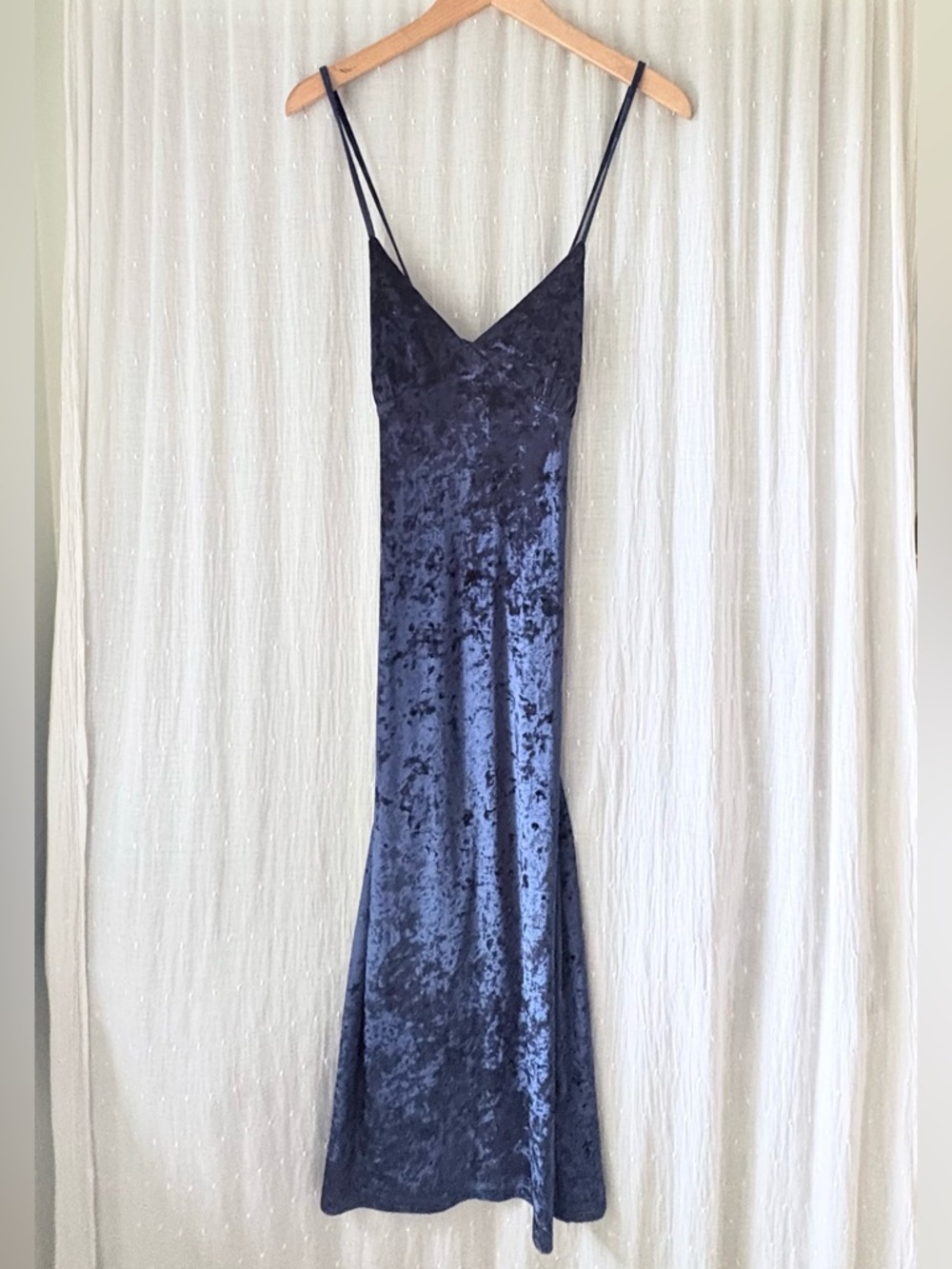 Lulu's Navy Blue Velvet Dress - Picture 1 of 7